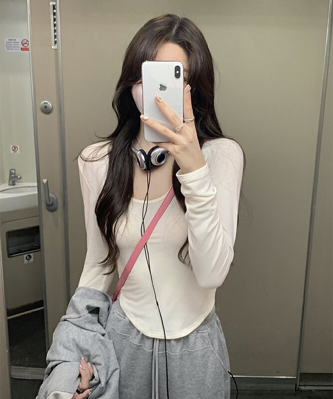 New in autumn! [Amanda] Slim fit all-match solid color shirt 9859# PCZ