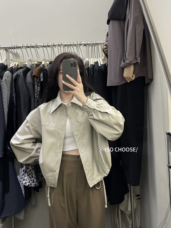 New in autumn! [ISO Korean] Korean version of casual loose design all-match leather short jacket 3512# HJY