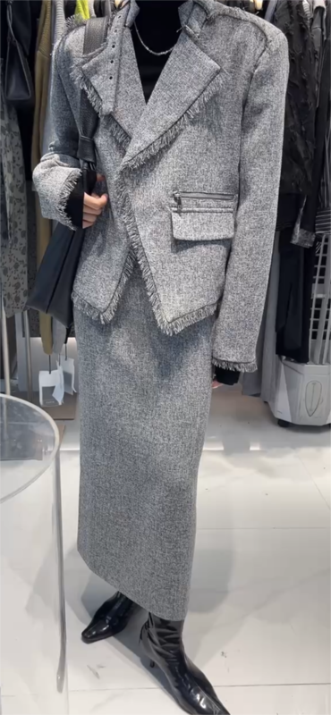 Autumn is new! [Semi-plain] square collar temperament fragrant short coat (only sells coat) Y793# ZJY