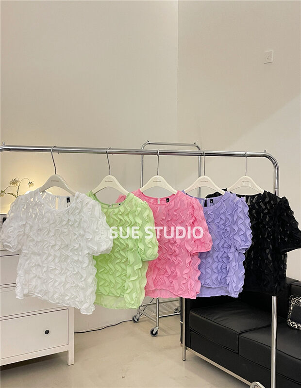 Original price 86.17! 【SUE STUDIO】Sweet shirt with lace design N99976t# ZJY