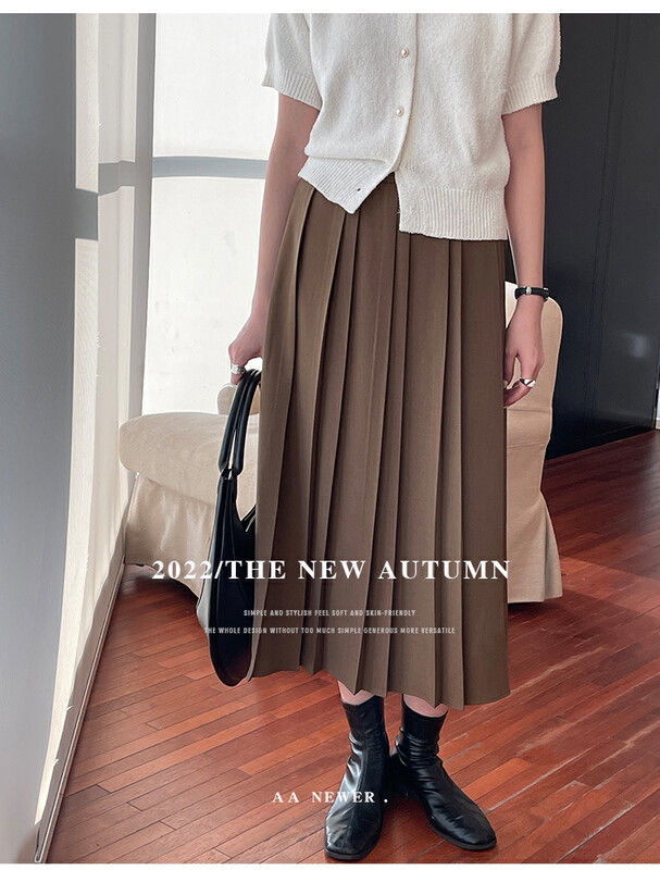 【THE MIND】High waist commuter casual all-match pleated skirt 61090