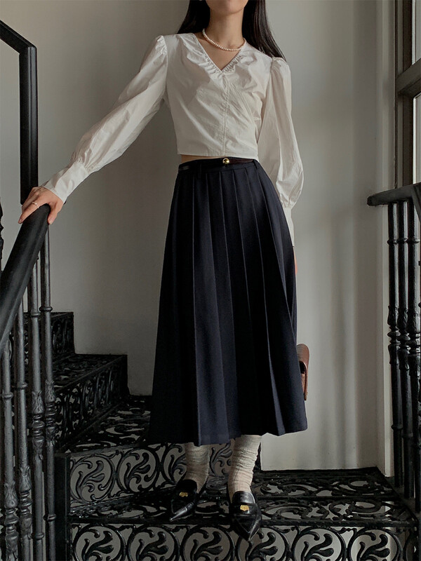 New in autumn!【NEW OPEN】High waist pleated slim skirt GQ80263# ZXX