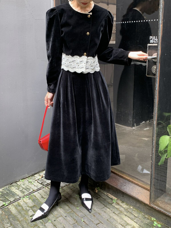 New in autumn! [NEW OPEN] Retro elegant pleated high waist slim A-line skirt CQ80302# ZXX