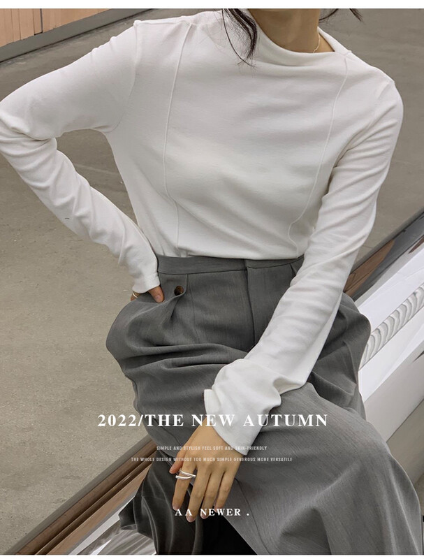 【THE MIND】Half turtleneck fashion casual slim long-sleeved sweater 61191