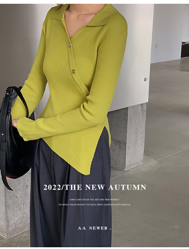 【THE MIND】Round-neck side placket design warm sweater (wool) 71328# JHY