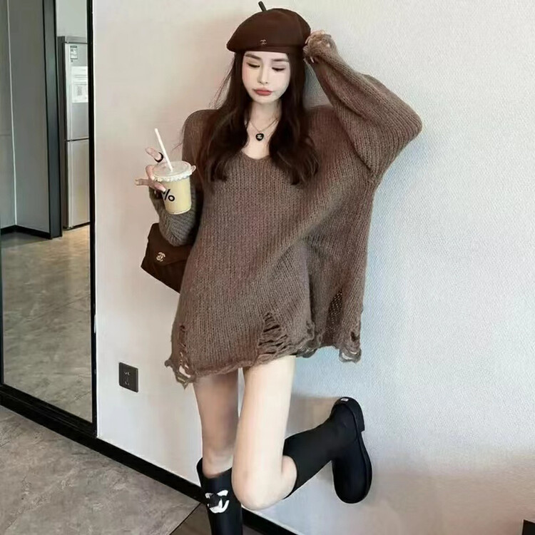 [RAINBOW] Explosive Net Red Candy Color Irregular Cut Sweater 2371-