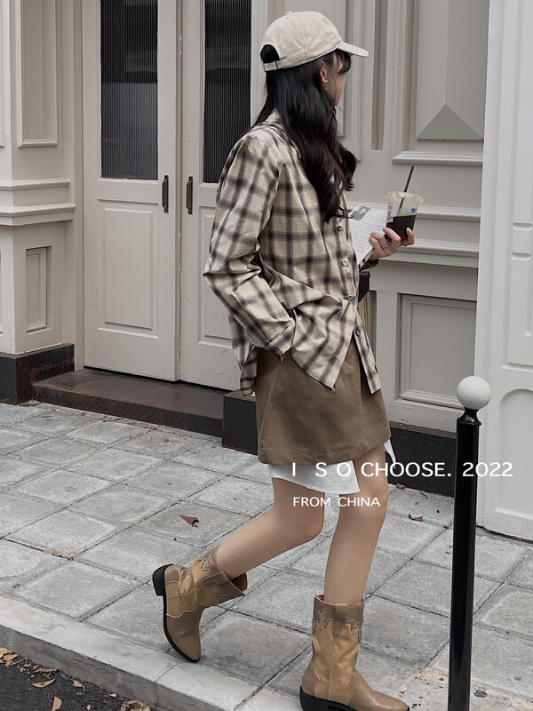 New in early autumn! [ISO Korean] Plaid Fashion Loose Shirt 3292# HJY