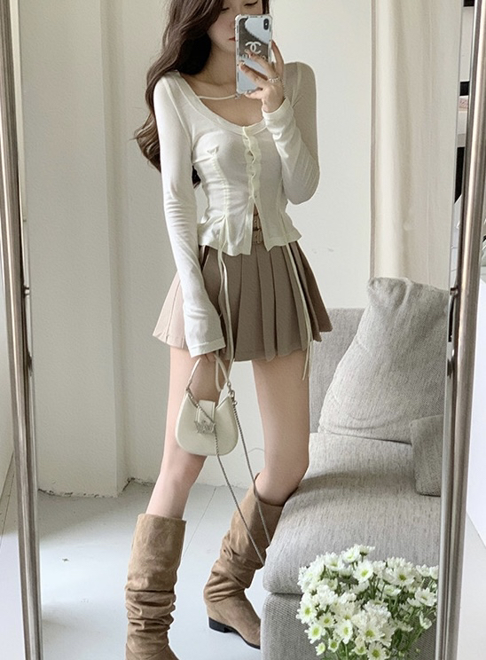 New in early autumn! [Amanda] Pleated slim lady culottes (with belt) (only culottes are sold) 9838# PCZ