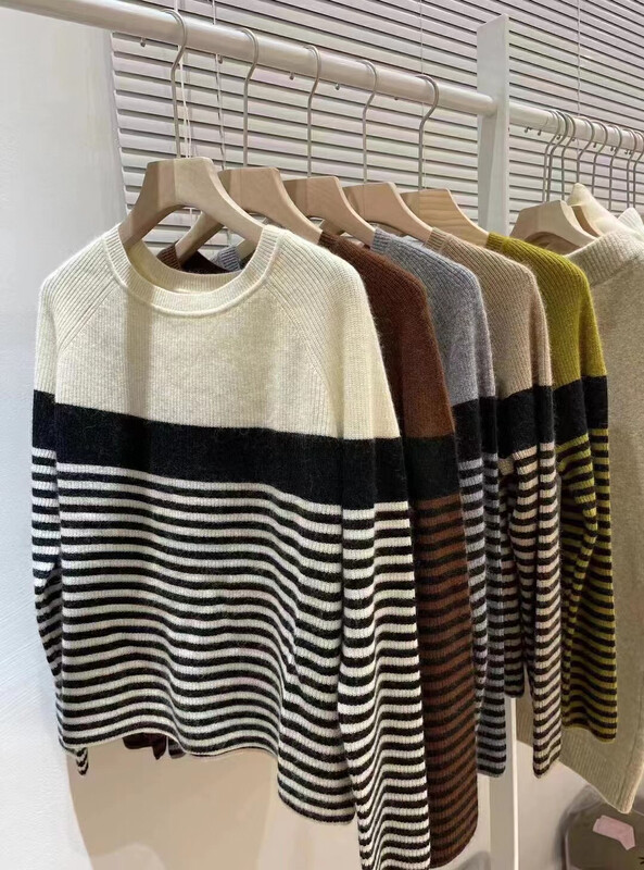 【LOVELY/SHMILY】Contrast stripe all-match sweater sweater HM0088