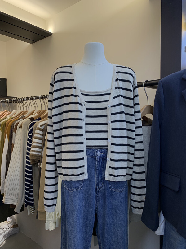 【LOVELY/SHMILY】Korean striped vest two-piece all-match Western-style top suit HM0032