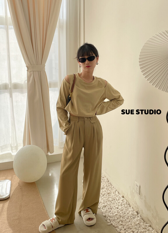 New in early autumn!【SUE STUDIO】High waist wide leg slim trousers 98036# ZJY