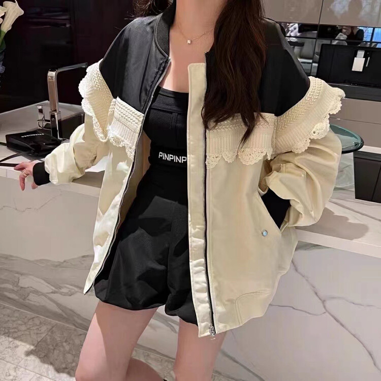 New in early autumn! [JH] Net red stitching hit color baseball uniform collar short jacket 43022# PCZ