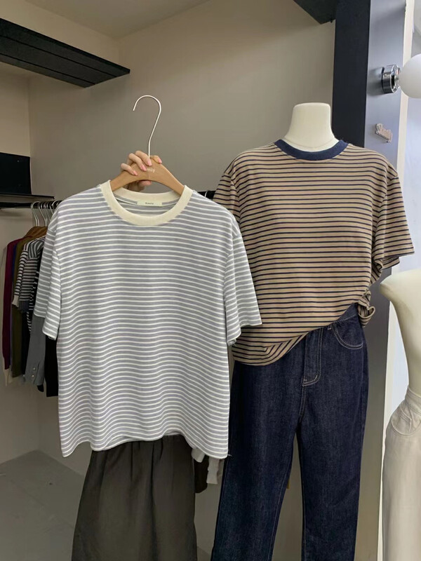 【LOVELY/SHMILY】Classic all-match basic striped short-sleeved T short-sleeved T-shirt Z1598