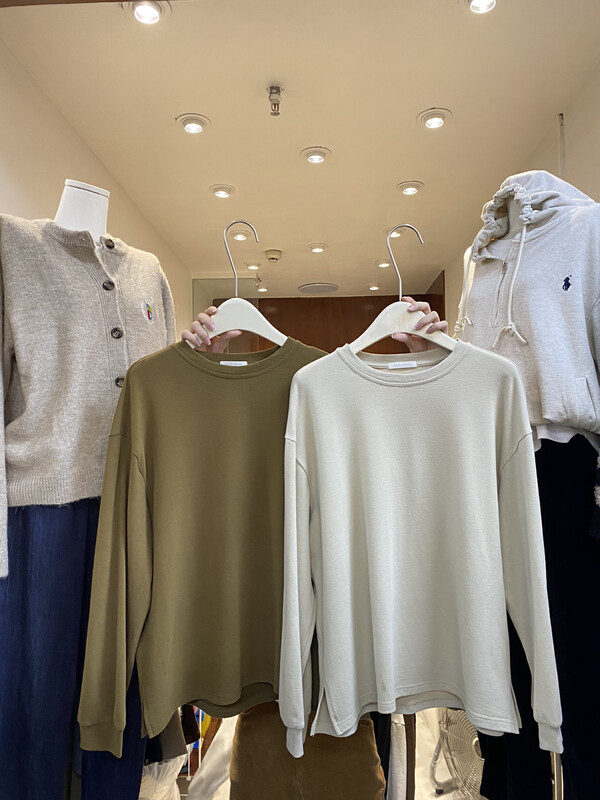 【LOVELY/SHMILY】All-match brushed slit T long-sleeved T-shirt Z1688