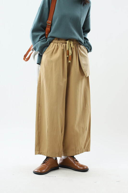 [Original Sansu clothing product] Simple contrast color wide-leg casual pants 31765