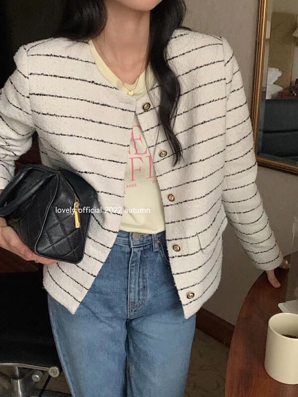 [LOVELY/SHMILY] Temperament and thin striped fragrant coat short coat S2029