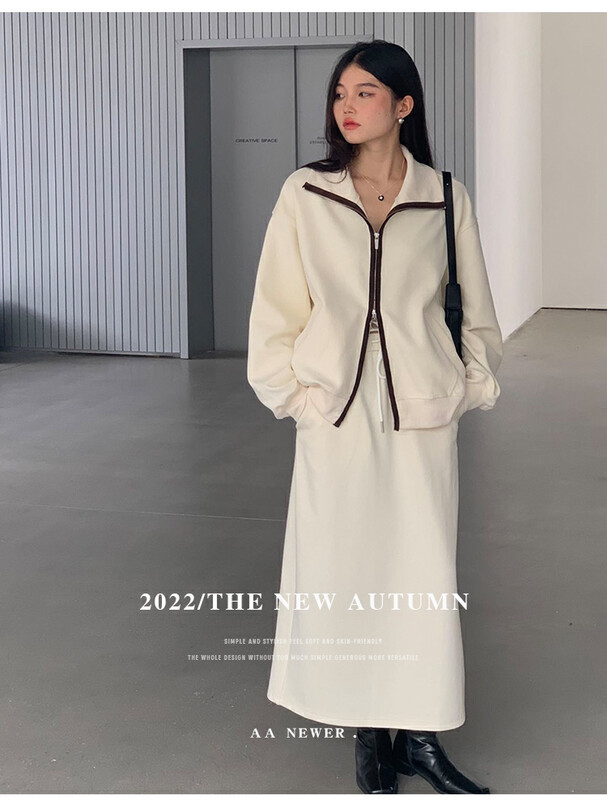 【THE MIND】Ins Korean style high waist color matching skirt skirt (with waist rope) 61196-1
