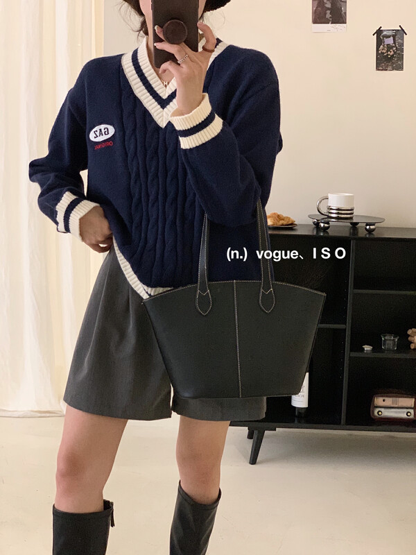 New in autumn! [ISO Korean] Versatile color-blocking casual warm sweater 407# HJY
