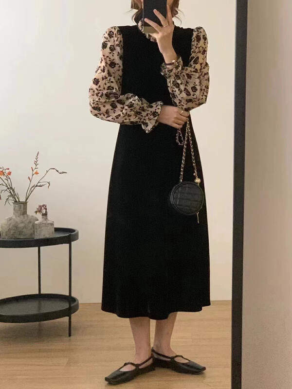 New in autumn!【RS】French fake two-piece velvet dress RS2969# FHX