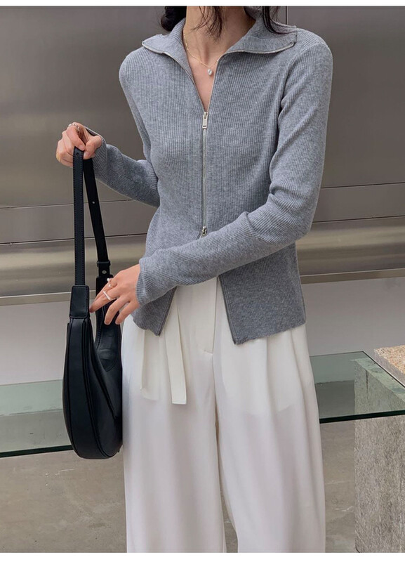 [THE MIND] Lapel slimming casual knitted cardigan wool 71363