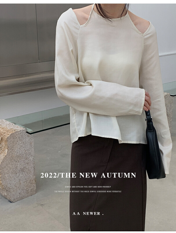 [THE MIND] halter neck off-shoulder design Tencel shirt 61059# JHY