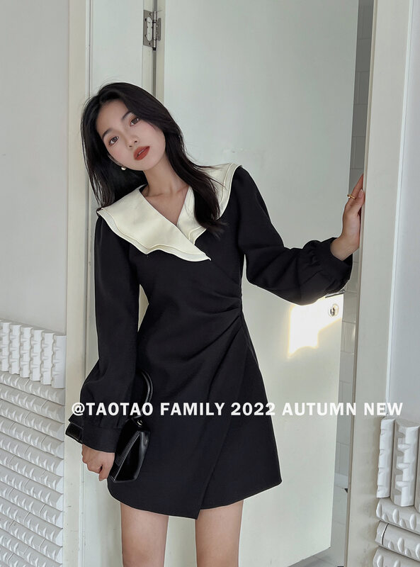 Autumn is new!【TAOTAO FAMILY】Commuter temperament fashion waist-contrast suit dress 3832# LSL