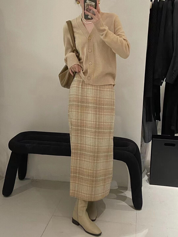 New in autumn!【RS】Korean plaid slim skirt LL0193# FHX