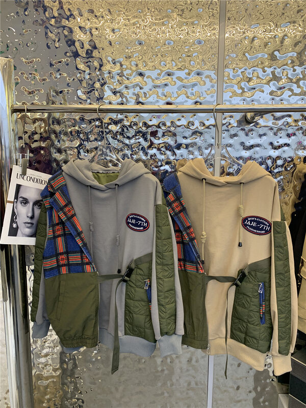 New in autumn! [Yairou] Splicing Hooded Loose Sweater 2971# GYJ