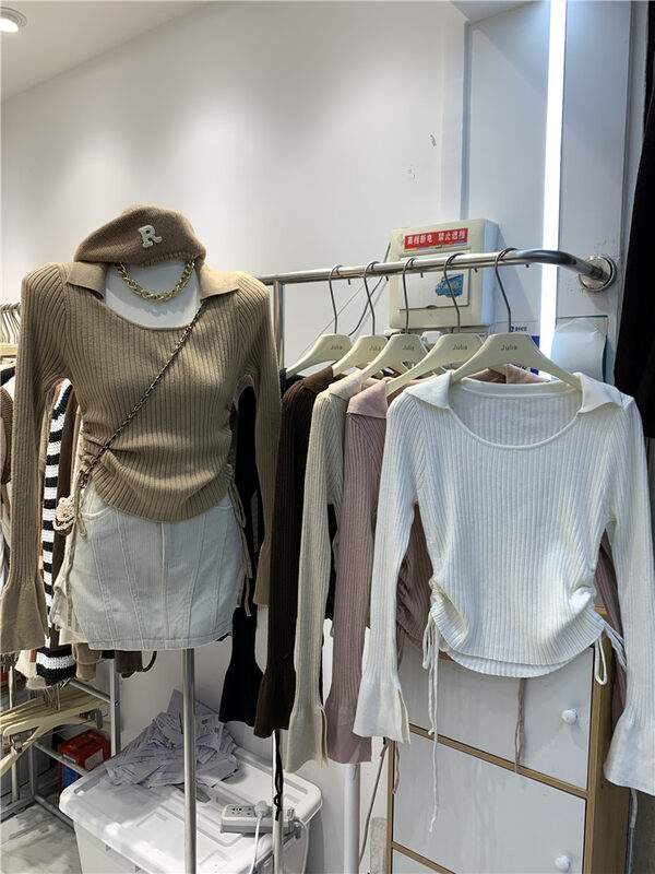 New in autumn!【JULIA】Korean slim drawstring sweater YS1-2058# PCZ
