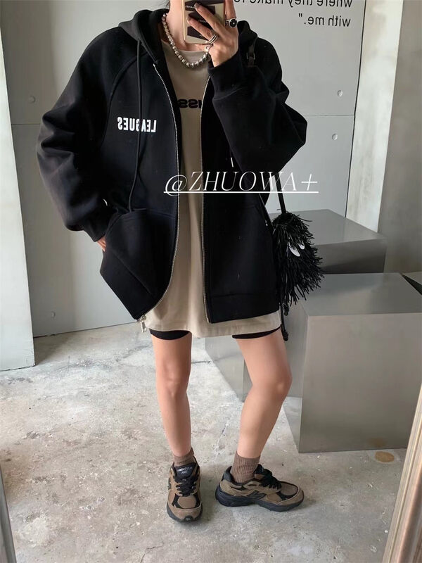 New in autumn! [Strictly selected by buyers - Zhuowa] back bear loose ins hooded short coat 8129# CL