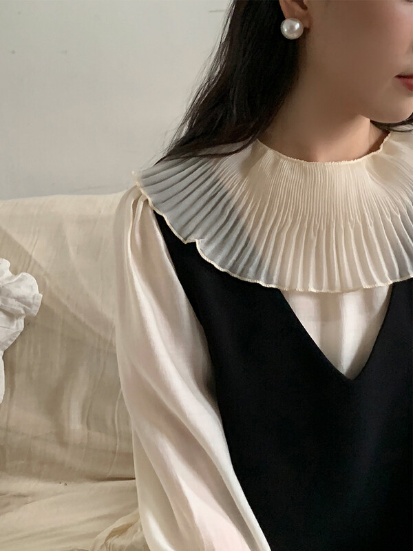 New in autumn!【NEW OPEN】Popular pleated lotus leaf collar pullover shirt CY80369# ZXX