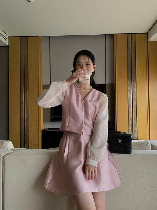 Autumn is new!【NEW OPEN】French contrast color stitching puff sleeves waist short jacket XY80123# ZXX