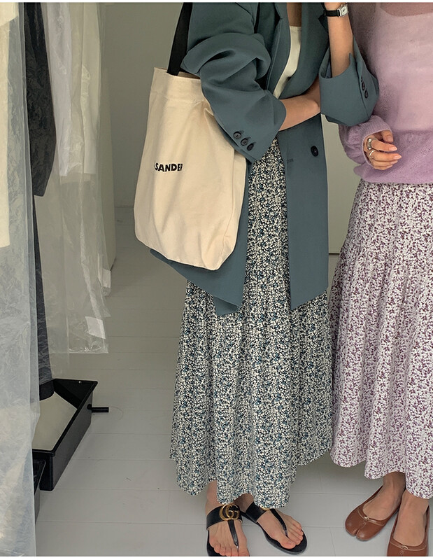 【THE MIND】ins Korean style all-match floral skirt 60138# XYJ