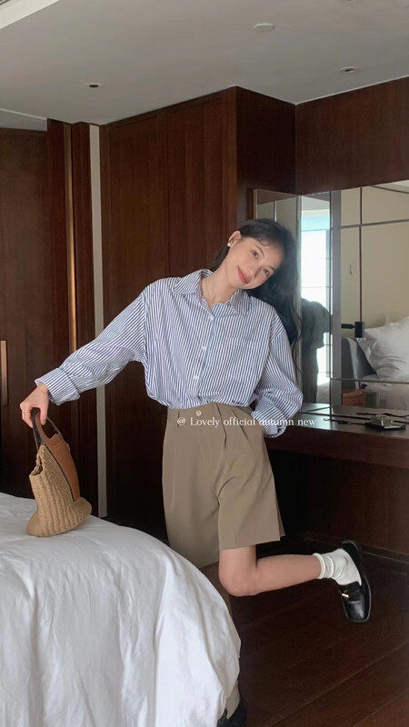 【LOVELY】Korean style ins casual all-match embroidered shirt shirt S2031# FHX