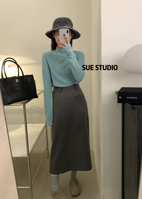 New in autumn!【SUE STUDIO】Simple solid color composite wool skirt YS1-N01# ZJY