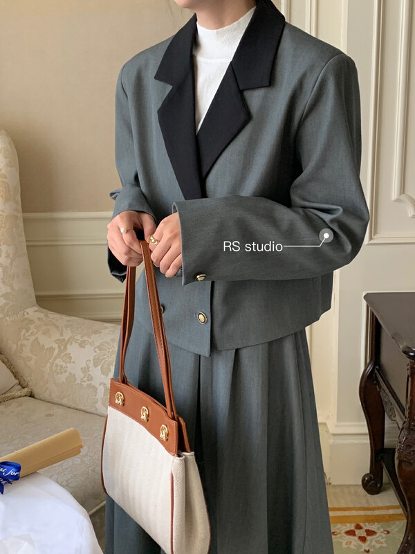 Autumn is new! [RS] Korean version of the fashion color contrast lapel suit KL1001# FHX