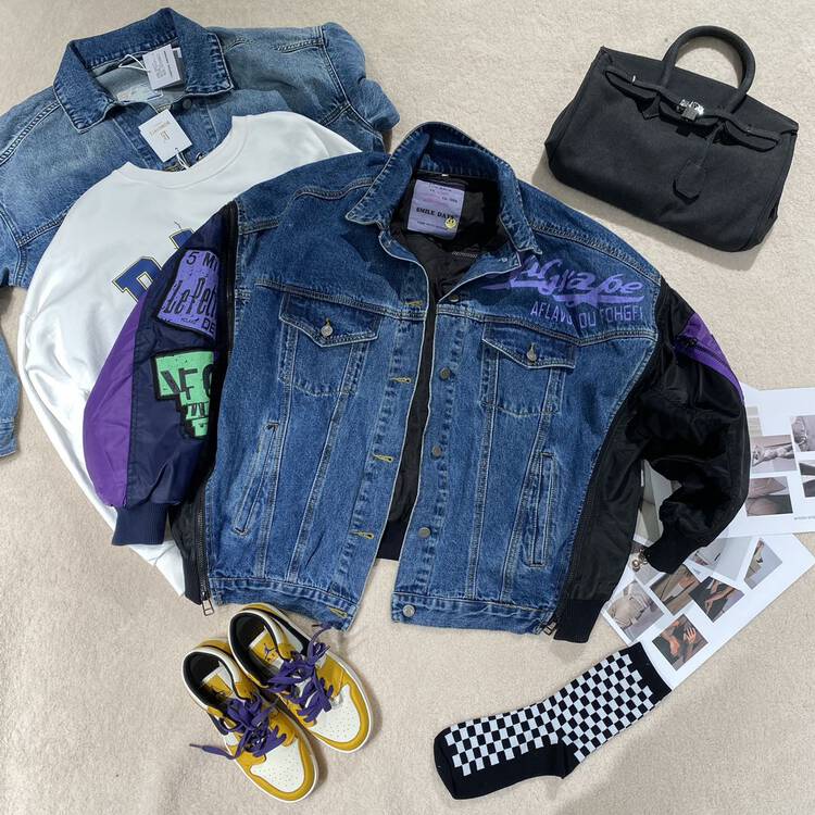 Original price 196.27! [BOBO1972] Cotton Heavy Industry Colorblock Denim Jacket (without accessories) DY200995# CJJ