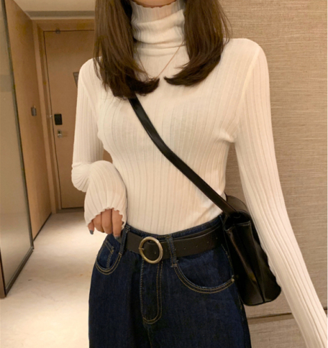 Pile pile collar bottoming shirt women's autumn and winter long-sleeved turtleneck sweater autumn and winter wear new pullover sweater top