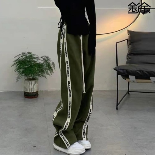 Official map 6535 meters wool brush printed letter casual pants women's spring and autumn loose wide leg pants high waist straight pants trousers