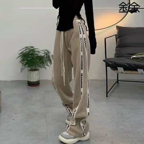 Official map 6535 meters wool brush printed letter casual pants women's spring and autumn loose wide leg pants high waist straight pants trousers