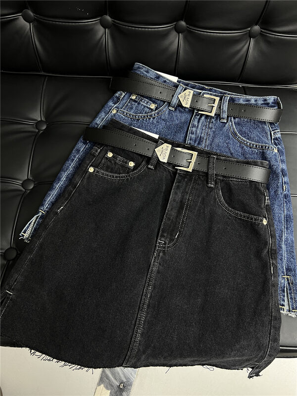 New in autumn!【T-PLATFORM】Korean style slim casual denim skirt (with belt) V8860# CQW