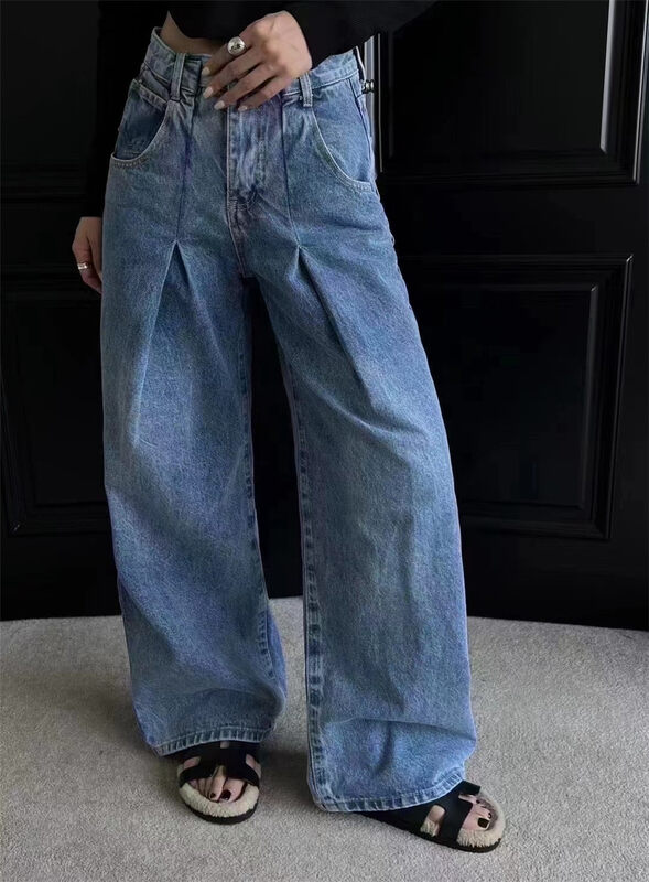 New in autumn! [Yan Zhen] High waist and thin all-match wide-leg jeans 56331# PCZ