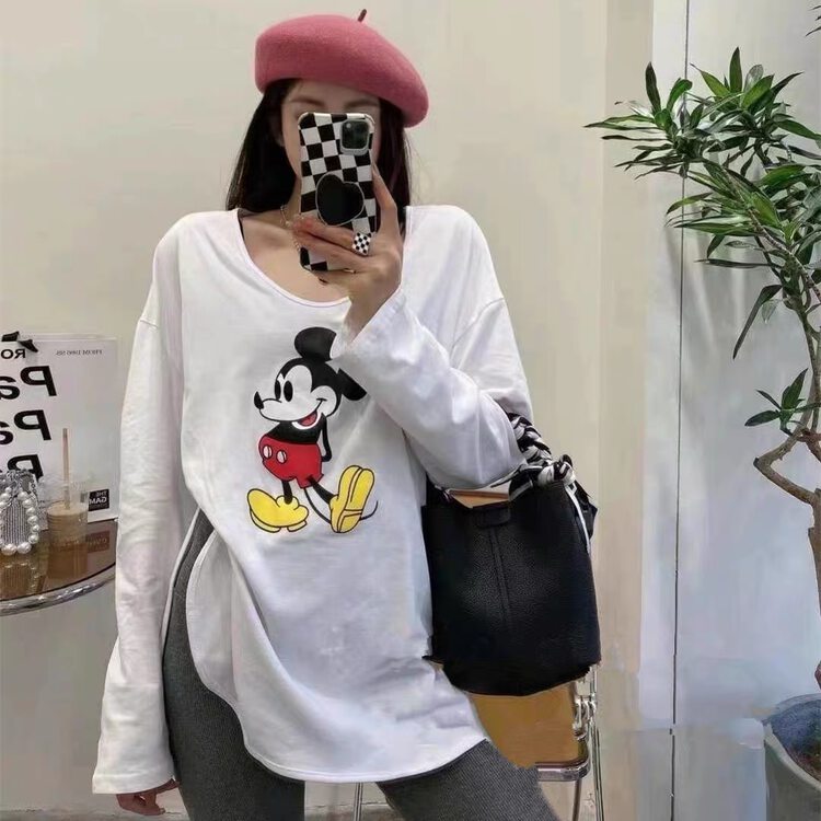 New in autumn! [Yan Zhen] brushed Mickey print long-sleeved T-shirt 72238# PCZ