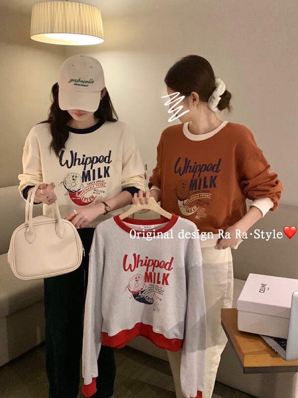 Autumn is new!【RARA】Donut Contrast Color Print Sweatshirt 2009# LSL