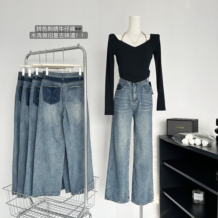 【KAKAJIA】Designed niche cigarette pipe fashion jeans 2758# OZQ
