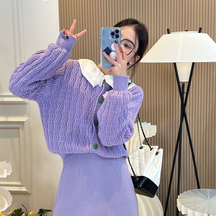 【FEI MAO】Sweet Japanese Heavy Industry Three-dimensional Flower Sweater Soft Waxy Gentle Warm Sweater Z-22136# CQW