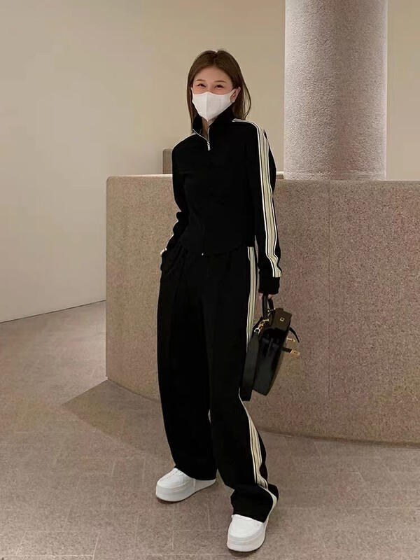 New in autumn!【KAKAJIA】Korean version of solid color sweater + casual all-match pants suit 2735# OZQ