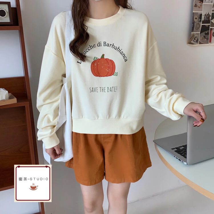 New in autumn! [RARA] Pumpkin pattern all-match sweater YS2-7005# LSL