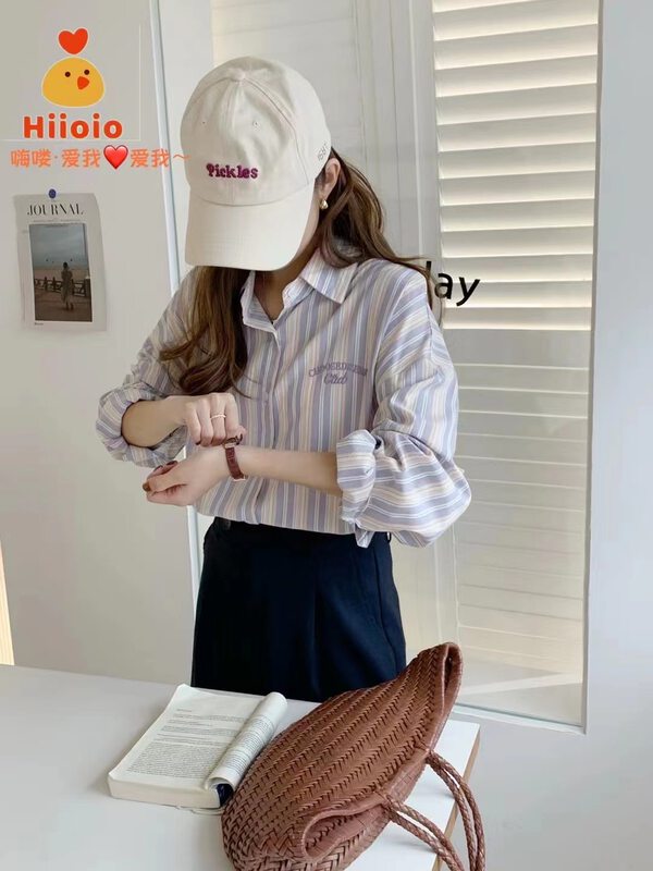 New in autumn!【RARA】Casual simple color matching striped shirt YS3-303# LSL
