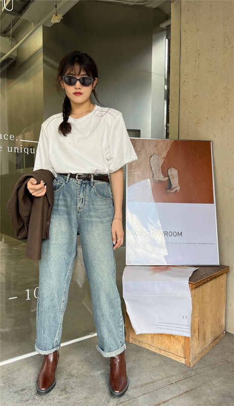New in early autumn!【T-PLATFORM】Loose and casual harem jeans (with belt) 8659# CQW